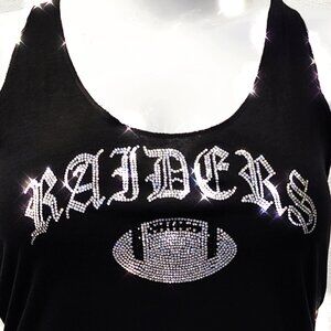 Bling RAIDERS black tank with rhinestone football
